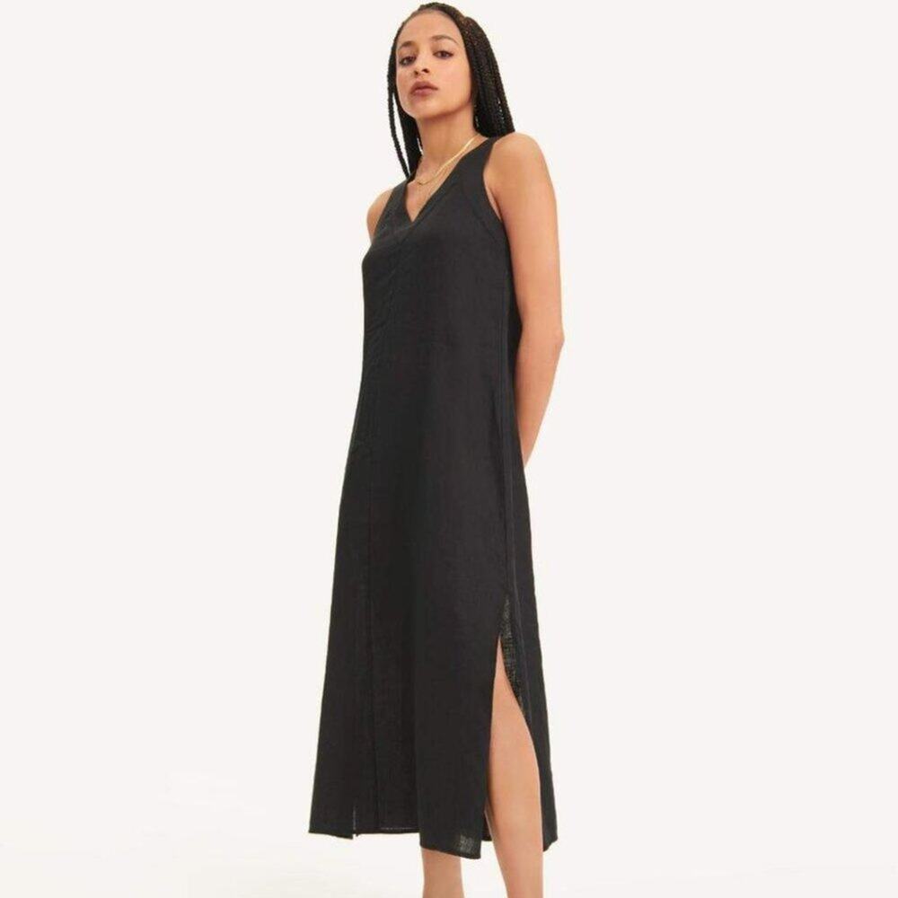 Donna Karan NY PURE Sleeveless Black Maxi Dress - P